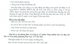 THÔNG BÁO TUYỂN DỤNG